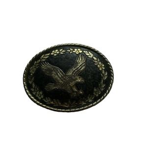 Vintage Distressed Oval EAGLE Metal Belt Buckle USA